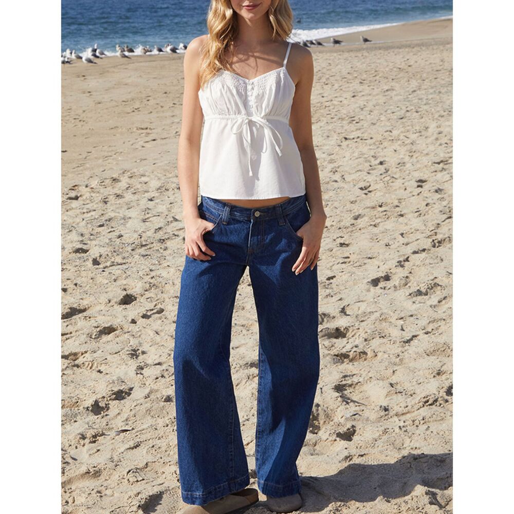 John Galt Dark Indigo Gracie Low Rise Baggy Carpenter Jeans
